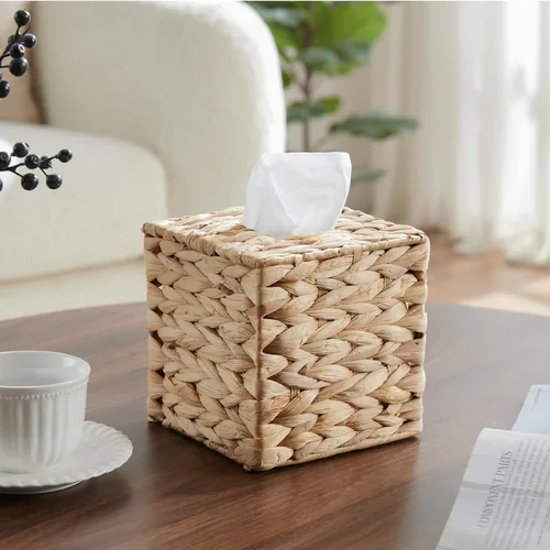Miniatura 3 de YANGQIHOME - Funda cuadrada para caja de pañuelos de ratán – Soporte decorativo bohemio para pañuelos faciales en la mesa y el baño, 5.9 pulgadas