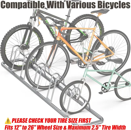 Miniatura 2 de Simple Houseware - Soporte de almacenamiento ajustable para 5 bicicletas, aparcamiento para suelo, color negro