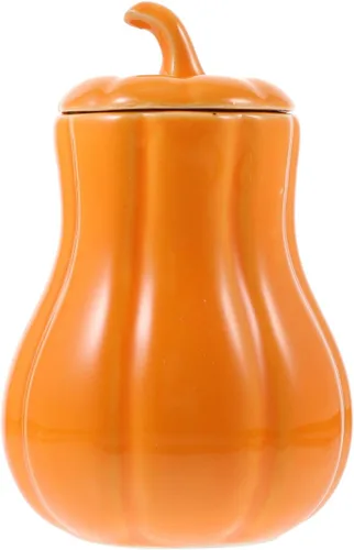 Kichvoe Tarro de calabaza de cerámica con tapa hermética, mini recipiente para especias para almacenamiento de té, cocina, recipiente de cerámica