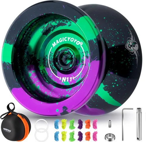 Miniatura 20 de MAGICYOYO Paquete de Regalo de 2 Yoyos - Yoyo Sensible K2 de Cristal y Yoyo Metálico No Sensible N11, Yoyo de Doble Propósito para Niños y Adultos