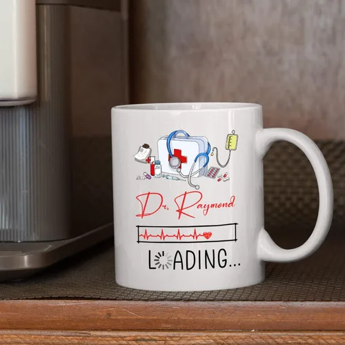 Miniatura 3 de Taza de café personalizada con carga de médico, regalos para hombres, mujeres, estudiantes de doctorado, taza de cerámica blanca personalizada