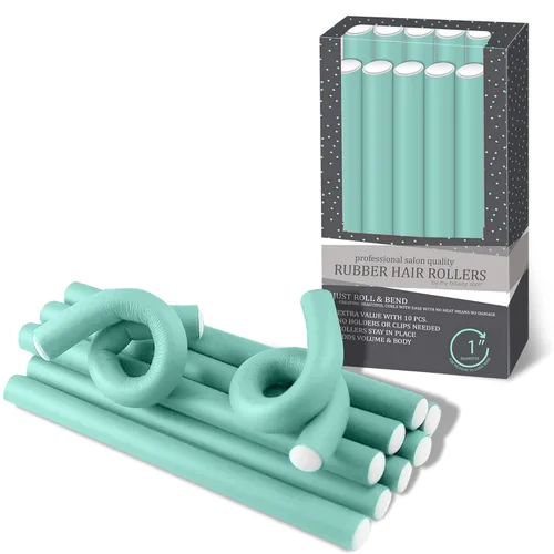 My Beauty Spot Flexi Rods - Rodillos de espuma de 1 pulgada de diámetro, calidad profesional de salón, 10 rodillos de goma para cabello largo, Azul