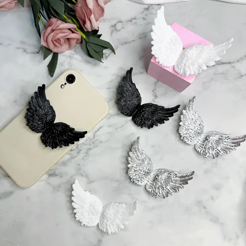 Miniatura 4 de Alas de ángel de Navidad para manualidades, 30 piezas de alas de ángel plateadas, negras y blancas, decoración de árbol de Navidad, plástico 3D