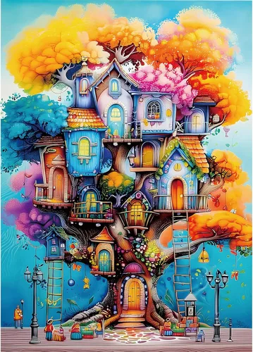 Miniatura 13 de Blueforest Rompecabezas de 1000 piezas para adultos y personas mayores, rompecabezas colorido de faro de pueblo costero, rompecabezas de 27.5 x 19.7