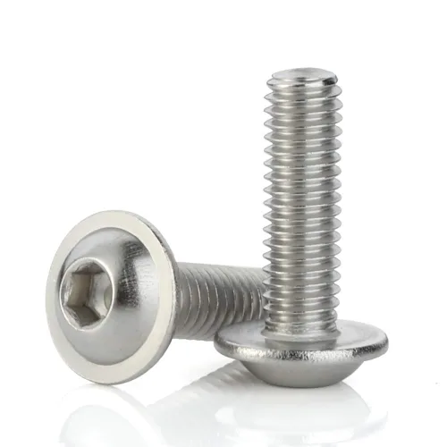 Miniatura 16 de Tornillos de cabeza de botón con brida M5 x 0.472 in, acero inoxidable 18-8 (304), totalmente roscado, unidad de enchufe Allen, 100 unidades plateado
