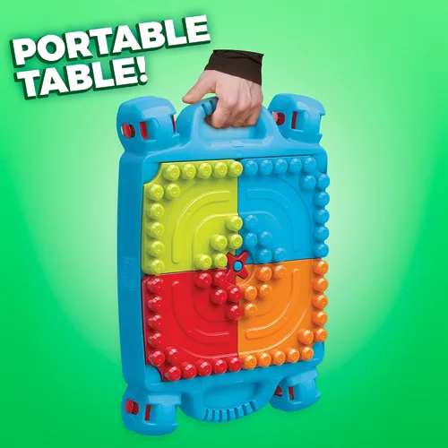 Miniatura 5 de Mega BLOKS First Builders - Bolsa de construcción grande rosa + mesa Build 'n Learn, paquete de juego de construcción, 110 piezas, juguetes