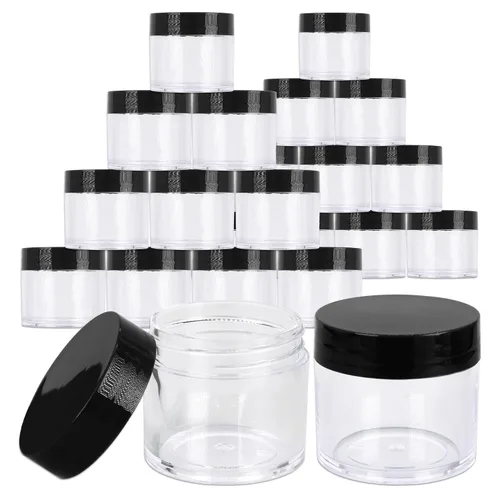 Miniatura 15 de Beauticom 1.06 oz/1.0 fl oz (1 fl. oz.) Tarros de plástico transparente de doble pared a prueba de fugas con tapas superiores planas para cremas, Oro