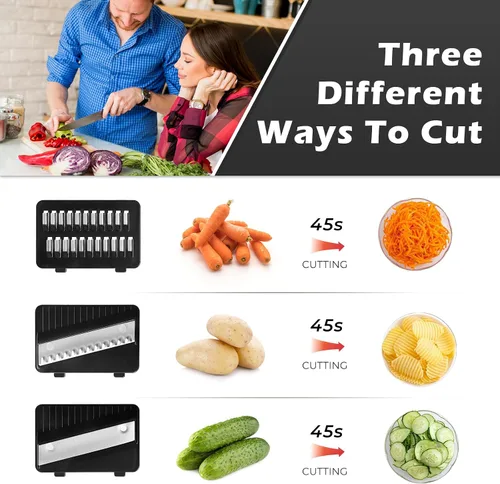 Miniatura 4 de Cortador de mandolina de mano 3 en 1, cortador de verduras de acero inoxidable, rallador de queso con agarre cómodo, ideal para cortar frutas