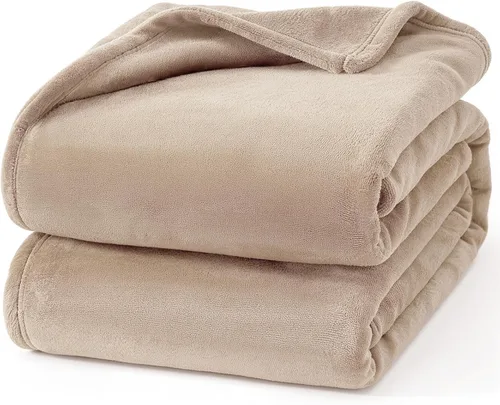 Miniatura 33 de Hansleep Manta de forro polar para sofá beige, súper suave manta de franela esponjosa y acogedora para todas las estaciones, beige, manta de 50x60