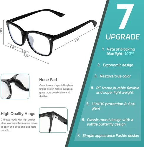 Miniatura 3 de Lentes de bloqueo de luz azul para mujeres y hombres, lentes transparentes transparentes para videojuegos, lectura, computadora, TV, TV