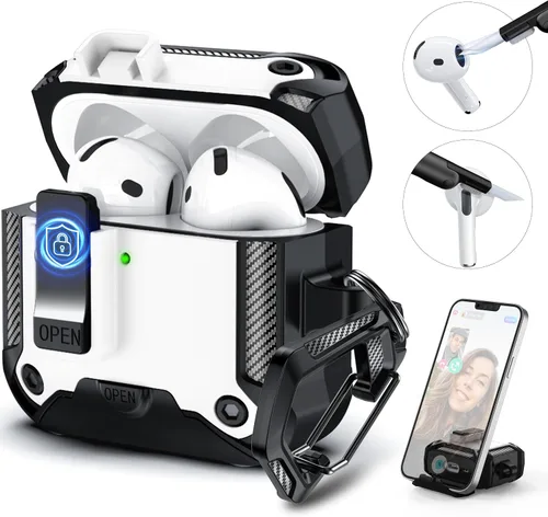 Miniatura 98 de R-fun - Funda para audífonos compatible con AirPods de 4.ª generación 2024, cubierta protectora de expulsión automática a prueba de caídas, puerto
