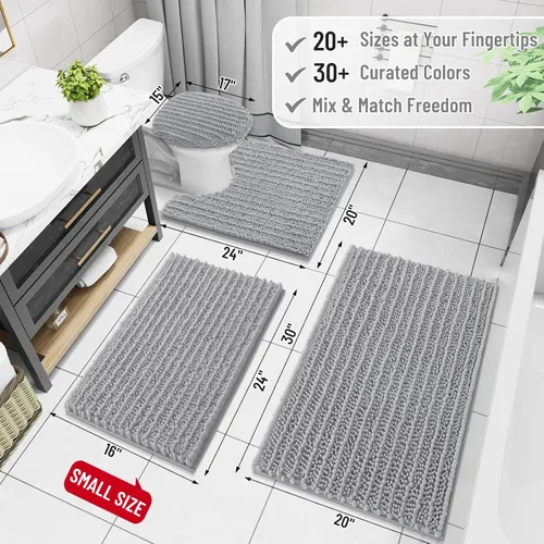 Miniatura 3 de Arotive Tapetes de baño de felpilla y tapetes para inodoro en forma de U, tamaño de alfombra de baño 30 x 20 pulgadas y alfombras de inodoro de 24 x
