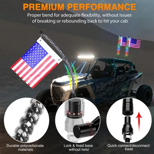 Miniatura 3 de Nilight - 1 luz de látigo LED RGB en espiral de 2 pies con control remoto por RF, luz de persecución/baile RGB, látigos de antena iluminados
