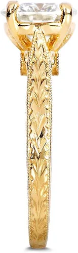 Miniatura 2 de Kobelli Anillo de compromiso de moissanita de estilo antiguo, oro amarillo de 14 quilates