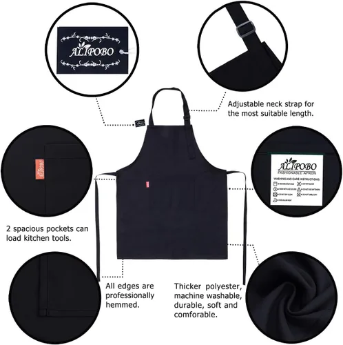 Miniatura 3 de Juego de delantal y gorro de chef para niños, delantal ajustable con babero para niños con 2 bolsillos. Lindo delantal de cocina para niños y niñas
