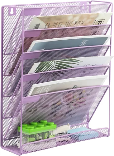 Miniatura 10 de EASEPRES Organizador de Archivos de Escritorio de Malla de 4 Niveles, Soporte de Organización de Documentos Colgante para Montaje en Pared, Estante