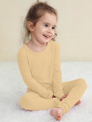 Miniatura 14 de GUISBY Conjunto de pijama de rayón de bambú para niños y niñas, ajuste cómodo, para uso diario, conjunto de pijama de 2 piezas
