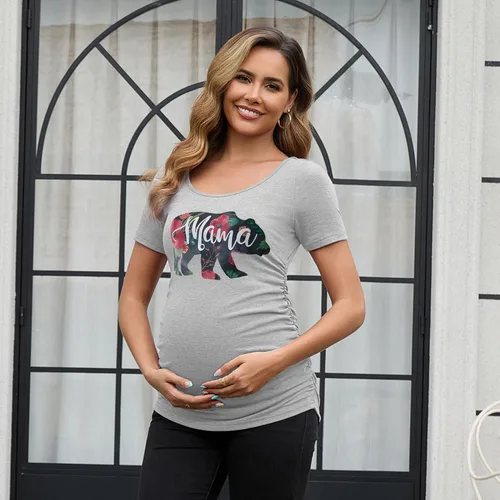 Miniatura 122 de GINKANA Blusas de maternidad de manga corta, diseño floral, fruncido, casual, para mamá, para embarazo