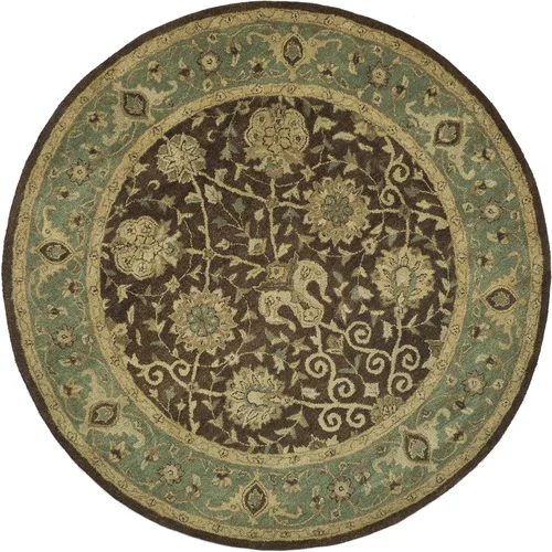 Miniatura 3 de SAFAVIEH Colección Antigüedades - Alfombra de 6' redonda, marrón y verde, hecha a mano, diseño oriental tradicional de lana, ideal para áreas
