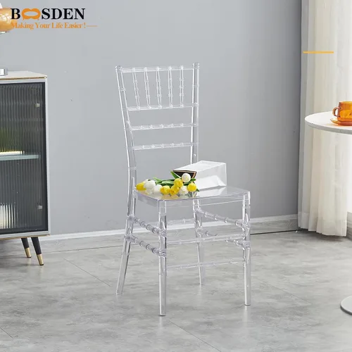 Miniatura 8 de BOOSDEN Clear Chiavari Chairs, Transparent Acrylic Plastic Chair, Accent Armless Dining Chairs, Sturdy Clear Chiavari Chair for Wedding, Party