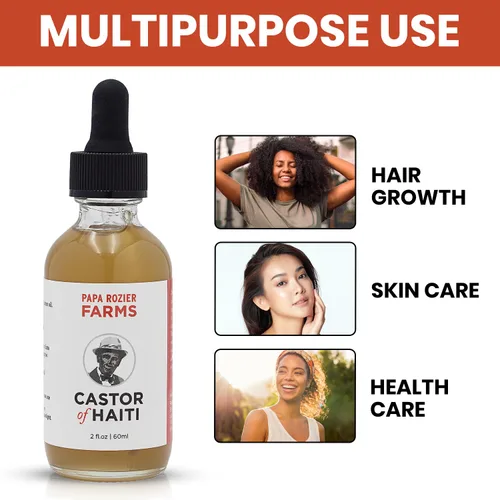 Miniatura 6 de Papa Rozier Farms Aceite de ricino orgánico puro para el crecimiento del cabello, hidratante de piel, tratamiento de pestañas, cejas y uñas, 2 onzas
