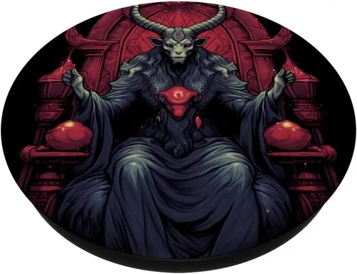 Miniatura 2 de Baphomet Throne - Cabeza de cabra satánica de brujería oculta PopSockets intercambiables PopGrip