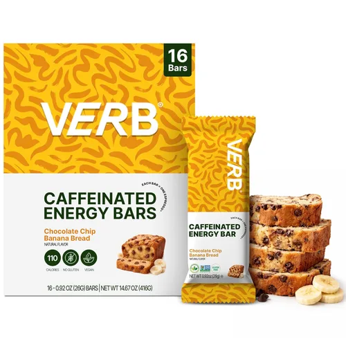 Miniatura 12 de Verb Barras de Energía Cafeinadas - Paquete de Variedad - 2 Sabores Deliciosos (26g, Paquete de 16) Barra de Energía Deliciosa de 110 Calorías, Baja