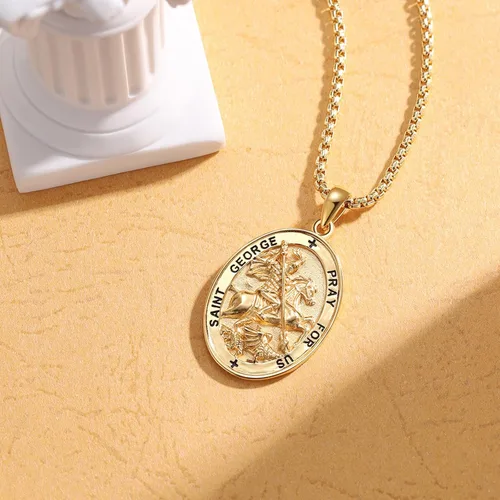 Miniatura 76 de Collar de plata de ley 925 con medalla de San Patrón, colgante de protección católica, amuleto, joyería religiosa para hombres y mujeres