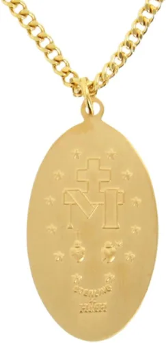 Miniatura 2 de Heartland - Medalla milagrosa ovalada de plata de ley chapada en oro de 16 quilates para hombre