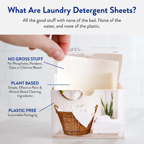 Miniatura 3 de Clean People - Hojas de detergente para ropa ultra concentradas y hojas suavizantes de tela, a base de plantas, detergente ecológico para ropa de 32