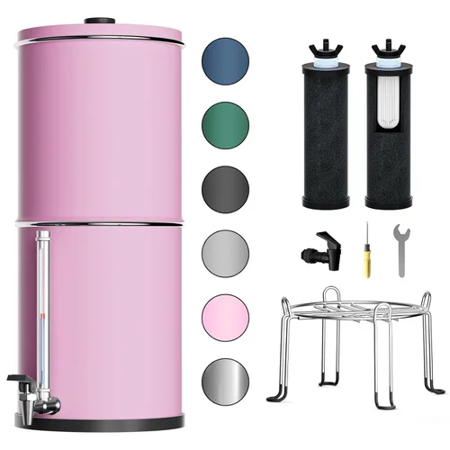 Miniatura 14 de Purewell Sistema de filtro de agua alimentado por gravedad de 3 etapas, sistema de encimera de acero inoxidable de 2.25 galones con 2 filtros