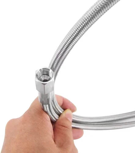Miniatura 2 de HFS (R) Manguera trenzada de acero inoxidable JIC hembra de 1/4 de pulgada de longitud, con forro de PTFE, 2000PSI (60 pulgadas)