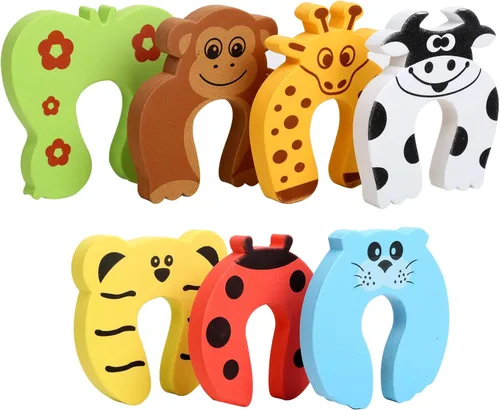 Topes de Puerta, 7 Piezas Protector de Esquina a Prueba de Bebés Tope de Puerta de Animales de Dibujos Animados para Bebés Cojín de Espuma Suave