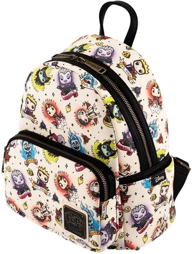 Miniatura 3 de Loungefly POP Disney Villains Tattoo All Over Print - Bolso de hombro con doble correa para mujer, Multi