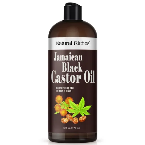 Natural Riches Aceite de ricino negro jamaicano puro orgánico prensado en frío para el crecimiento del cabello, cuidado de la piel para piel seca,