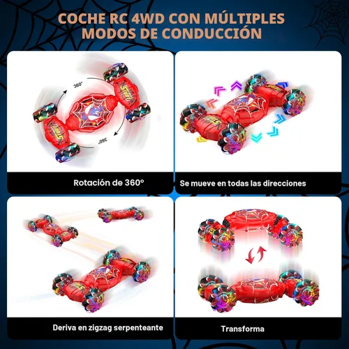 Miniatura 6 de Nikuku - Auto a control remoto - 2.4GHz 4WD con detección de gestos, juguetes RC de acrobacias para niños y niñas de 6 a 12 años, autos RC de Rojo