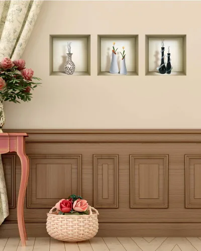 Miniatura 16 de Arte de pared 3D, juego de calcomanías de nicho, decoración de pared 3D, calcomanías de pared para sala de estar, calcomanías de pared