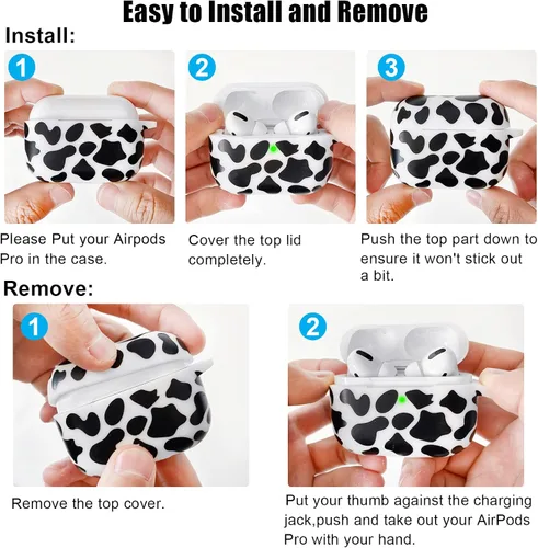 Miniatura 7 de Funda para Airpods Pro con llavero, funda protectora completa inspirada en lindo diseño de vaca, catalizador, de silicona, para mujeres, hombres