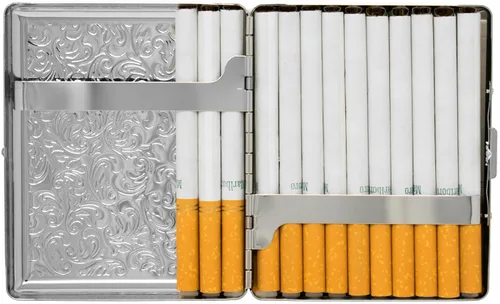 Miniatura 4 de Juego de 2 cajas de cigarrillos de los años 100 chapadas en metal y caja de almacenamiento (impresión victoriana plateada)