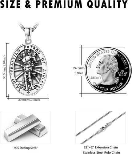 Miniatura 116 de Collar de plata de ley 925 con medalla de San Patrón, colgante de protección católica, amuleto, joyería religiosa para hombres y mujeres
