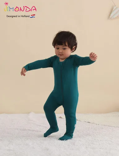Miniatura 48 de Jimonda Pijama de bambú para bebé, unisex, para niños y niñas, de una pieza, manga larga, cierre de cremallera de 2 vías, mameluco