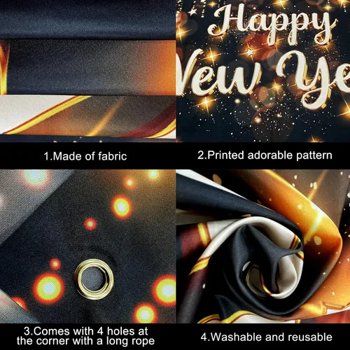 Miniatura 3 de KatchOn, Banner de Feliz Año Nuevo 2026 - XtraLarge 72x44 Pulgadas Telón de Fondo de Feliz Año Nuevo para Decoraciones de Año Nuevo 2026 Banner
