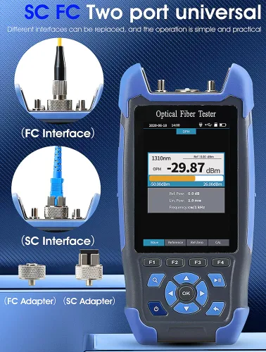 Miniatura 4 de Mini-Pro 1310/1550nm SM OTDR Probador multifunción integrado OPM/OLS / RJ45 prueba/VFL Rango de prueba 16.4 ft-60Km Rango dinámico 24dB/22dB