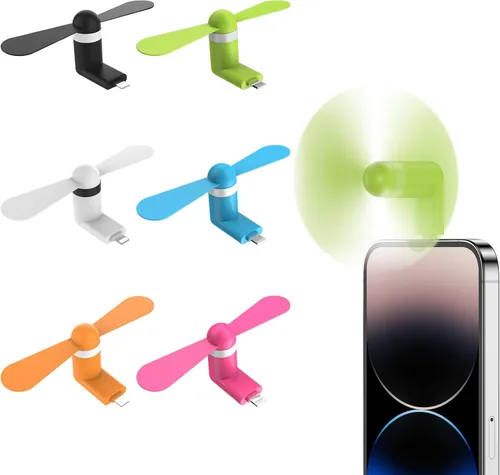 Ventilador, paquete de 6 mini ventiladores de teléfono celular, portátil, colorido y potente, compatible con iPhone 14/14Pro Max/13/13 Pro Max/12/12