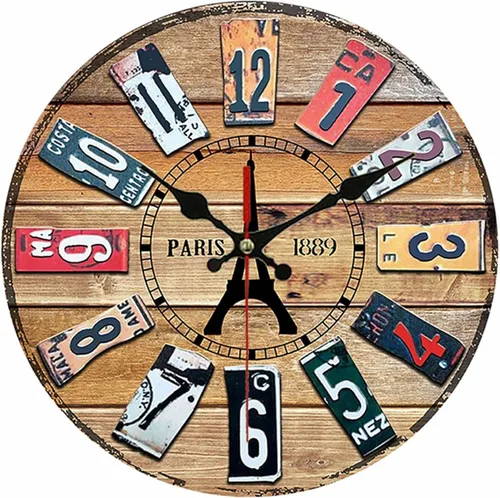 Miniatura 19 de Reloj de pared redondo de madera de 12 pulgadas, silencioso, sin tictac, de cuarzo, funciona con pilas, para oficina, cocina, dormitorio, aula