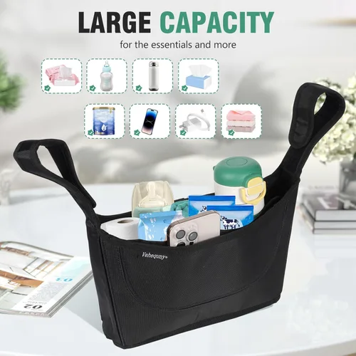 Miniatura 4 de Organizador universal para cochecito, bolsa organizadora de cochecito grande de 600 onzas, se adapta a Uppababy, Baby Jogger, Britax, BOB, Cruz