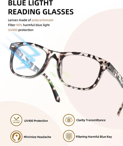 Miniatura 5 de JOLISU Paquete de 5 lentes de lectura para mujer, elegantes lentes de lectura con bloqueo de luz azul, lentes de bisagra de resorte para mujeres