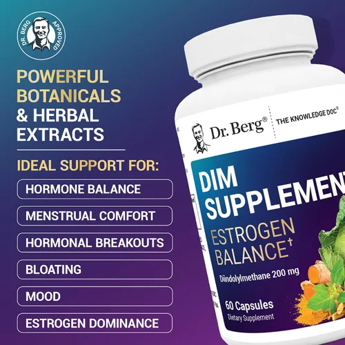 Miniatura 3 de Dr. Berg DIM Suplemento de equilibrio de estrógeno - Suplemento de estrógeno original para mujeres con diindolilmetano para síntomas menstruales