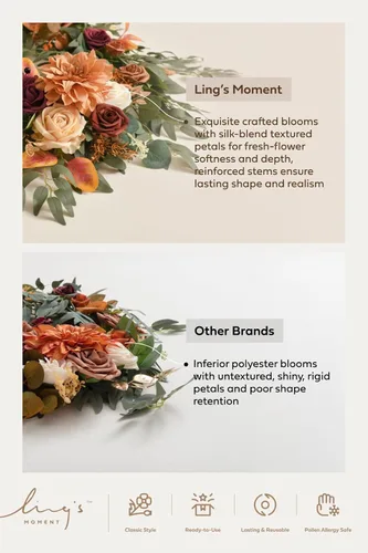 Miniatura 9 de Ling's Moment Guirnalda de Flores - Eucalipto y Rosa de 6 Pies - Decoración de Mesa de Novios para Recepción de Boda, Guirnalda Floral Artificial