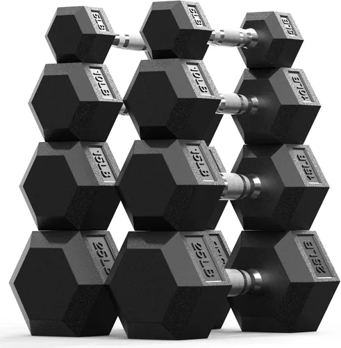 Miniatura 15 de PAPABABE Juego de mancuernas, mancuernas de gimnasio en casa con revestimiento de goma, mancuernas para mujeres y hombres, pesas de mano